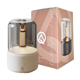Diffuser Humidifier Candlelight Aromatherapy Humidifier Diffuser Aroma Essential Oil USB Air Humidifier Desktop Decoration by ALQMIA (White)