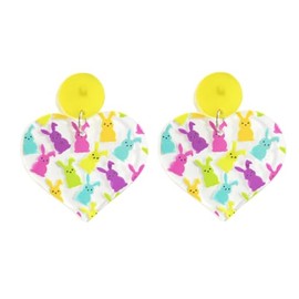Colorful Easter Rabbit Resin Acrylic Earrings for Women Jewelry(C)