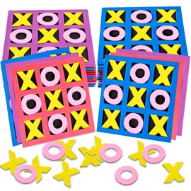 Gamie Foam Tic Tac Toe Mini Board Games, Set of 24, Colorful Family Games for Hours of Brain-Building Fun, Great as Travel Games, Learning Toys for Kids, Desktop Games, and Stocking Stuffers, 5 Inches