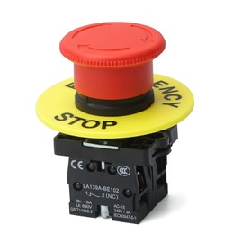 APIELE 22mm 2 NC Red Mushroom Emergency Stop Push Button Switch 600V 10 Amp LA139A-ES544