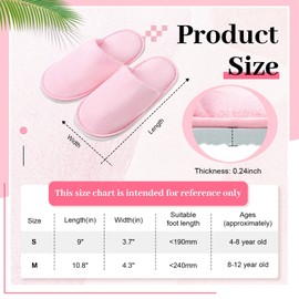 Twistover 24 Pairs Kids Disposable Slippers Non Slip Closed Kids Spa Slippers Comfortable Home Slippers Disposable Spa Indoor Outdoor Slipper for 4-12 Years Old Boys Girls Party Hotel Travel(Pink,S)