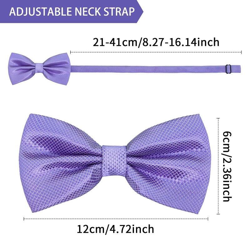 AUSUAYA Men's Bow Tie with Pocket Square and Cufflinks, Adjustable
