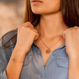 Nuoli® Beautiful Flower of Life Necklace (45 + 5 cm) for Women with Flower of Life Pendant, Stainless Steel, Rose-Gold