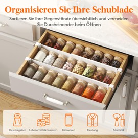 Lifewit Set of 4 Hanging Drawer Dividers, Adjustable, 8 cm High and 25-42.7 cm Length, Drawer Organiser, Dressing Table Organiser System, Plastic Drawer Divider for Kitchen/Desk/Office, White