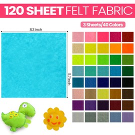 Reginary Felt Sheets Christmas Felt Squares Assorted Color Felt Sheets for Craft Xmas DIY Sewing School Kids Patchwork Party Decor, 40 Colors(120 Pcs,12 x 12 Inch)