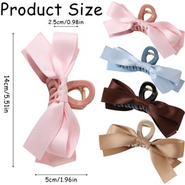 4 Pcs Hair Claw Clips for Thick Hair, Large Hair Claws Vintage Bow Hair Claws Clip Thin Hair Bows for Women Girls Hair Style