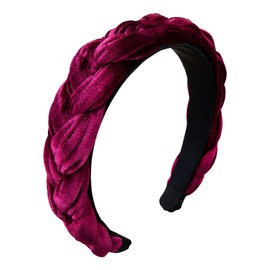 Alpenflüstern Costume Headband Velvet Braided Look – Women's Hair Accessories Non-Slip Hair Band Braided for Dirndl (Dark Red/Bordeaux) ADV132
