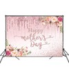 Fitumiw Happy Mother's Day Backdrop 7x5ft Pink Floral Glitter Mother's