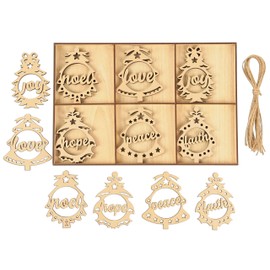 Inkdotpot 18pcs Wooden Christmas Ornaments, Unfinished Wooden Laser Cutouts Bell Shaped Embellishments Hanging Ornament for Christmas Decorations- Tree Decor- Kids Crafts DIY