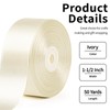 Mauproy 1-1/2 Inch Wide Ivory Satin Ribbon, 50 Yards Solid