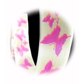 The New 5 Yards Pink Butterfly Butterflies Yellow Wired Ribbon 1 1/2" W Perfect for Crafting, Gift Wrapping, and Decorating Ribb1w01107