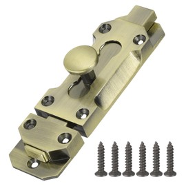 MECCANIXITY Barrel Bolt Latch, 4 Inch Vintage Slide Lock 1Pcs with Mounting Screws for Wooden Door Barn Fence Shed Window, Green Bronze