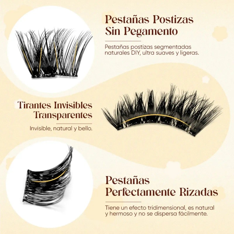 Kit Pestañas Autoadhesivas Sin Pegamento, Aplicación Rápida