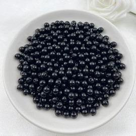 Mulutoo 1000Pieces 6MM Acrylic Round Beads Round Acrylic Balls Chunky Beads Smooth Spacer Plastic Pastel Beads Craft Beads for Necklace and Bracelet Making Crafting Supplies(201-black)