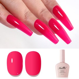 Imtiti Pink Gel Nail Polish, Hot Pink Gel Polish High Gloss Soak Off UV LED Nail Gel Polish Spring Summer Gel Polish Nail Art Manicure Salon DIY Design Gel Nail Kit 10ML
