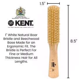 Kent Ladies Finest White Boar Bristle Flat Narrow Hair Brush