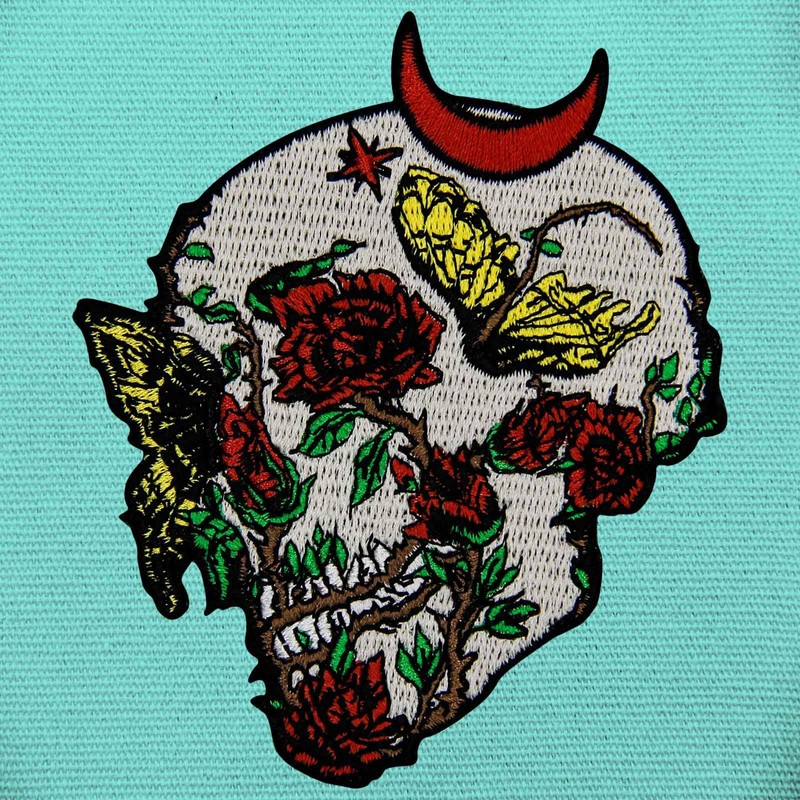 ZEGINs The Rose Skull Plant Skeleton Patch Embroidered Applique Badge
