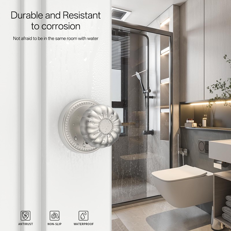 Amerdeco 1 Pack Brushed Satin Nickel Door Knobs Privacy Interior