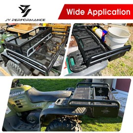 JY Performance ATV Rear Cargo Basket, Universal ATV Racks and Baskets Storage Rack for Camping/Fishing/Beach Side/Hiking