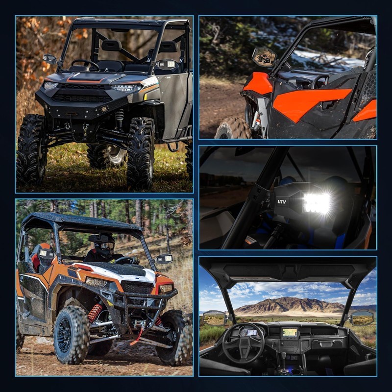 UTV Side Mirrors with LED Lights, ACEC SHOP UTV Side