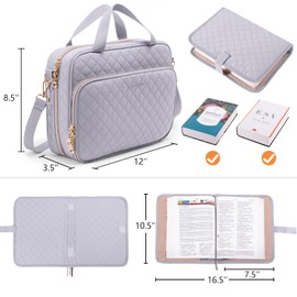 IMAGINING Large Bible Case with Bible Cover for Women - Bible Carrying Case with Shoulder Strap - Bible Bag Packed in Gift Box - Bible Carrier with Pockets for Bible Study Suppliers - Bible Gift Girls