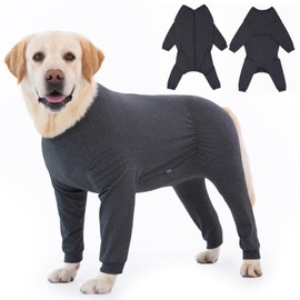 Yeapeeto Dog Onesie Surgery Recovery Suit for Large Medium Bodysuit Dogs Pajamas PJS Full Body for Shedding, Prevent Licking, Wound Protection, Cone Alternative(6XL,Dark Grey)