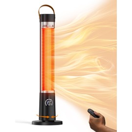 Aerozy Patio Heater for Outdoor Use, Electric Space Heater Indoor, Portable Infrared Heater, with 60-Degree Oscillation, Timer, Remote, for Patio, Gazebo, Coal