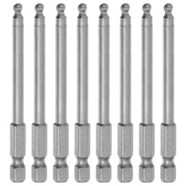 sourcing map 8Pcs Ball End Hex Head Wrench Screwdriver Bit H4 1/4" Hex Shank 3" Long Metric Magnetic S2 Steel for Power Screwdriver Drill Impact Driver