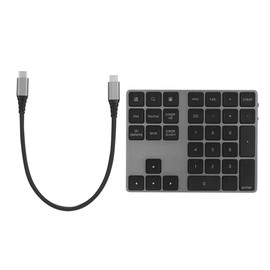 Pomya Number Pad BT Numeric Keypad 34 Key Keyboard HUB TypeC USB 3.0 Fit for, Number Pad with 2 USB 3.0 Interface for Computer Laptop,OS,(Silver) (Black)