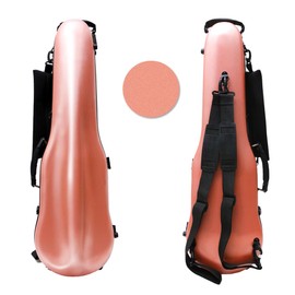 WUQIMUSC Violin Case 4/4 hard shell Carbon fiber Lightweight Triangle case with Backstraps External accessory storage bag (pink)