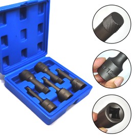 JEUCLEL 5PCS 1/2” Drive Impact Wedge Proof Extractor Set, Easy Out Bolt Remover Adaptor Kit, Bolt Extractor Removal Tool, Kit for Broken Removing Nuts Bolts Screw