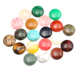 14 mm Cabochon Beads, 20 Pieces Cabochons for Jewelry Making Crystal Quartz Natural Stone Round Random Color CAB Handmake DIY for Jewelry Making Diameter 14 MM