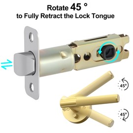 POFEIKTS 1 Pack Brushed Nickel Door Latch Replacement, 45°Turning Angle Door Lock Replacement Parts, 2-3/8'' or 2-3/4'' Adjustable Backset Deadlatch, Stainless Steel Round Corner Lock Parts