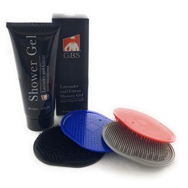 G.B.S Soft Scalp Pocket Shower Shampoo Hair Brush for Men and Women, Feel Clean, Fresh with Lavender and Citrus Shower Gel, Pack of 4
