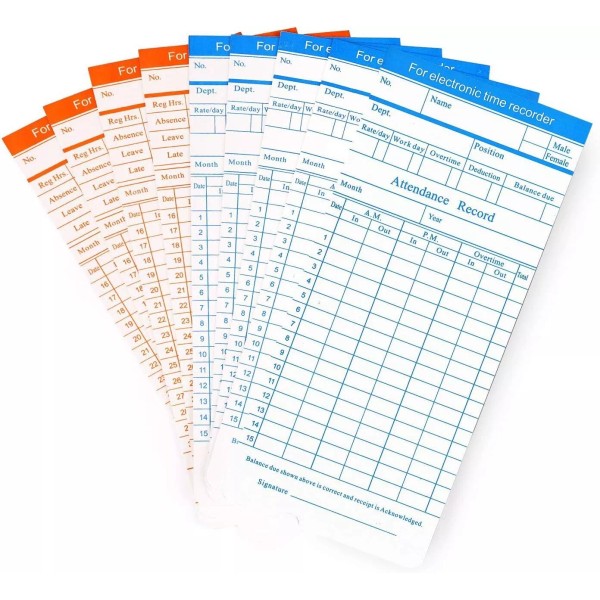 No Brand Flexzion Time Cards, Monthly Timesheet, Clock Timecard -
