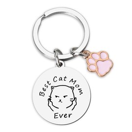 Funny Cat Mom Gifts for Women Girls Birthday Gifts for Pet Mom Gifts Best Cat Mom Ever Keychain for Cat Lover Gifts for Cat Person Mothers Day Gifts for Pet Cat Mother