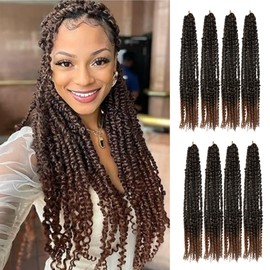 Passion Twist Hair 8 Packs Water Wave Crochet Hair for Long Bohemian Hair Braiding Hair Crochet Hair Synthetic Hair Extensions (T30 Passion Twist Hair, 14 Inches)
