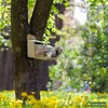 Garden Squirrel Feeder with Metal Roof - Natural Wood with