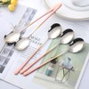 5-pieces Soup Dinner Spoon 8-Inch Rose Gold Metal Korean Spoon