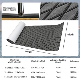 KXKZREN EVA Foam Boat Flooring Decking Sheet 6mm Thick Diamond Anti-Slip Marine Flooring Mat Self Adhesive Deck Pad for Bass Boat Yacht Motorboat RV Cooler Tops, 74.8"x27.6"