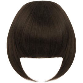 Yamel Bangs Hair Clip in Bangs Hair Extensions Synthetic Chestnut Brown Flat Bang with Temples Front Face Fringe Bangs Hair Pieces for Women