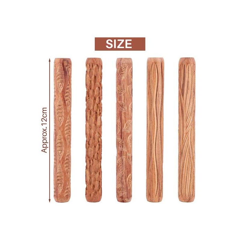 Gokelomg 5 Pieces Potter Tools Hand Rolls for Clay Stamp