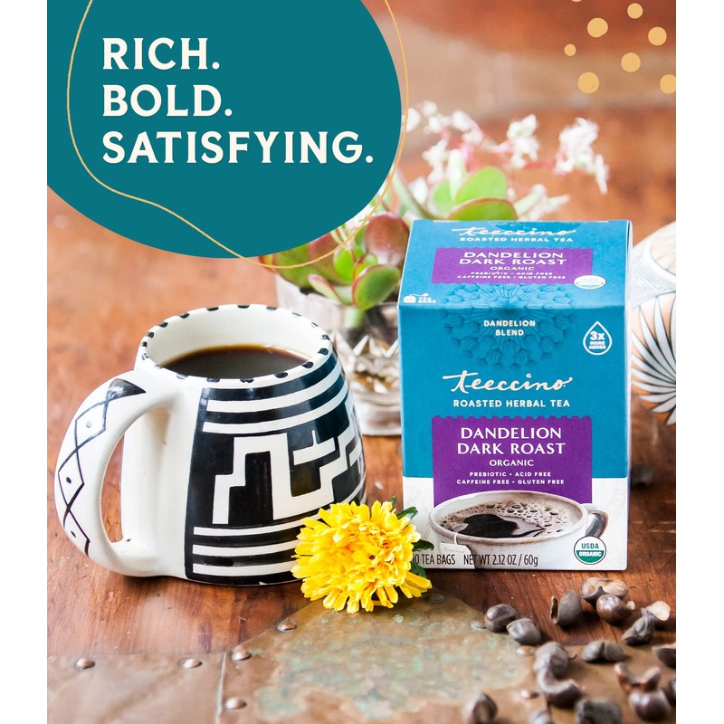 Teeccino Dandelion Tea – Dark Roast – Rich & Roasted