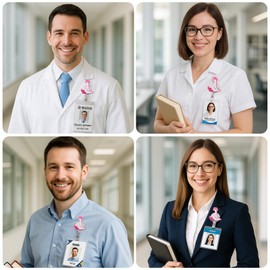 Pink Silly Goose Badge Reel: Retractable ID Card Badge Holder with 360° Rotating Alligator Clip - Cute Funny Badge Reel Accessories for Nurses Healthcare Teachers Students