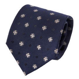 OZIE Men's Necktie, Wool Tie, Silk, Made in Japan, Small Crest, Cash Wool, Xenia Valfa, 193: Navy,