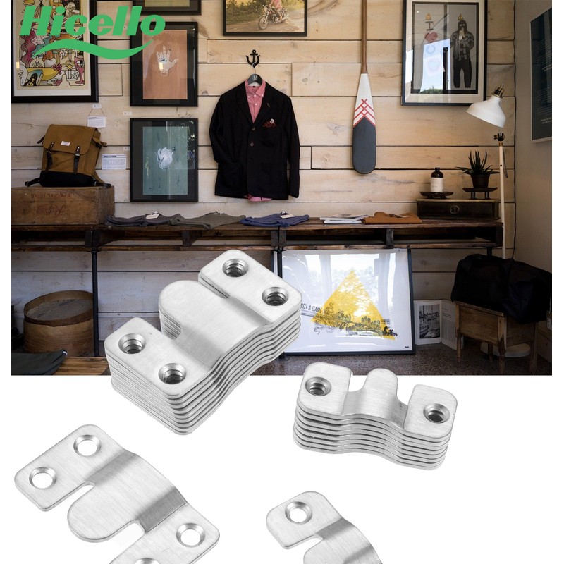 Hicello 20 Pieces Flush Concealed Brackets, Interlocking Stainless Steel Hanging