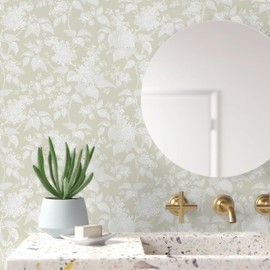 Rugreat Floral Peel and Stick Wallpaper Boho Modern Contact Paper for Cabinets Botanical Contact Paper Leaf Removable Self Adhesive Wallpaper for Bedroom Bathroom Waterproof 78.8inL 17.3inW Beige