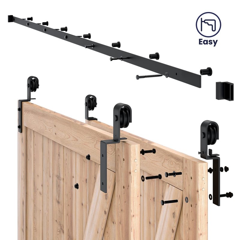 SMARTSTANDARD 9 Feet Bypass Sliding Barn Door Hardware Kit -