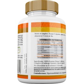Healthy Superfoods Cordyceps Puro Premium Genuino 100 Capsulas 500mg Sabor Natural
