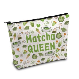 KUIYAI Matcha Gift Matcha Queen Cosmetics Bag for Women Matcha Lover Gift Tee Enthusiast Gift Zipper Pouch (Matcha queenUK)